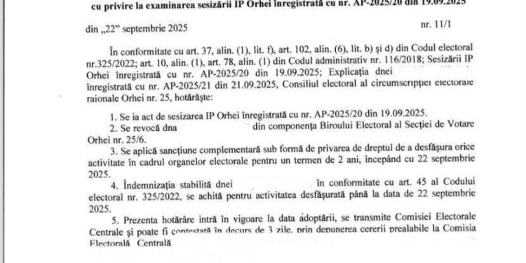 Primarul Orheiului: „Excluderea reprezentanților primăriei din birourile electorale este o pregătire pentru falsificări”