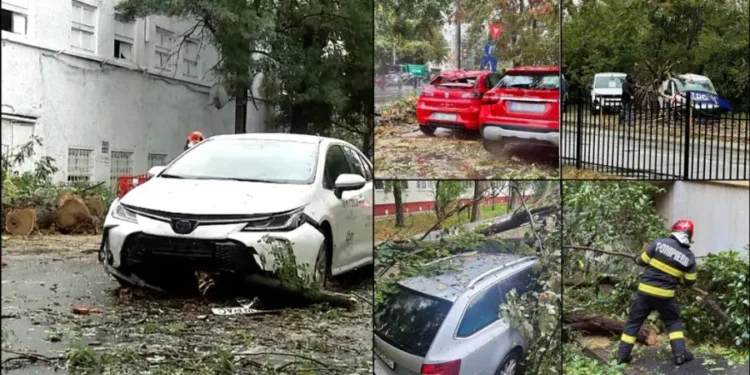 Un ciclon extrem de puternic a lovit România, aducând ploi torențiale și furtuni de cod roșu în sudul țării, dar și ninsori abundente cu viscol în zonele montane