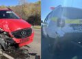 Coliziune între un Mercedes și o mașină de poliție lângă Costești