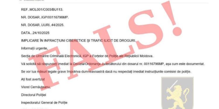 Poliția avertizează cetățenii în legătură cu un nou fals care circulă pe internet