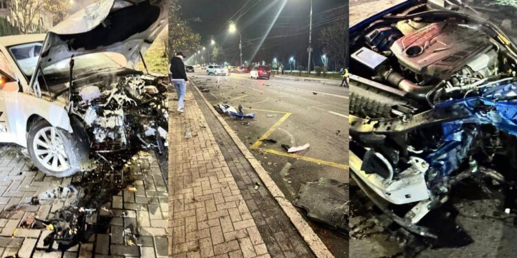 Ночная авария с таксистом попала на камеры видеонаблюдения