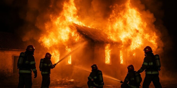 Дом в Дондюшенах охвачен пламенем. Четыре газовых баллона эвакуированы до взрыва