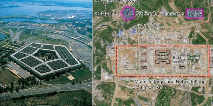 Noi imagini din satelit cu „Orașul apocalipsei” construit de China. Complexul uriaș ar putea fi folosit în caz de război nuclear cu SUA