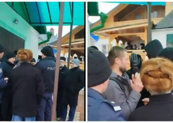 Îmbrânceli la biserica din Dereneu, între localnici și preotul Mitropoliei Basarabiei
