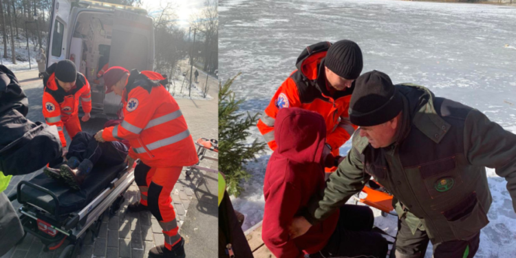 Incident pe un lac înghețat din Chișinău: Un bărbat a suportat traumatism, în timp ce patina