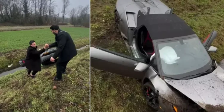 Un milionar a plonjat cu un Lamborghini Huracan de peste 340.000 de euro într-un canal din Breda, în Olanda: „Încă tremur”