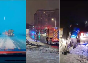 Сodul galben de ninsori și viscol a făcut prăpăd în mai multe județe: copaci rupți și mașini distruse în București, drumuri închise sau restricționate în 16 județe