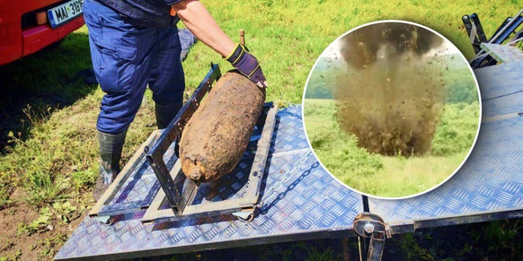 Bombă de aviație descoperită pe malul Prutului, detonată într-un poligon militar